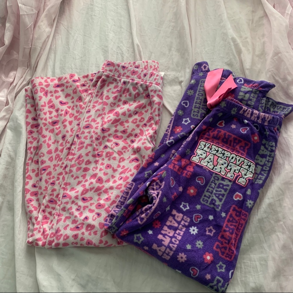 Pink and purple girls pajama pants bundle